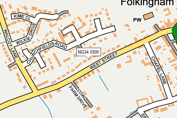 NG34 0SW map - OS OpenMap – Local (Ordnance Survey)