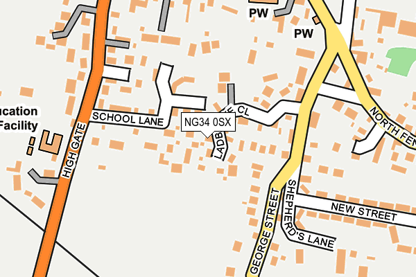 NG34 0SX map - OS OpenMap – Local (Ordnance Survey)