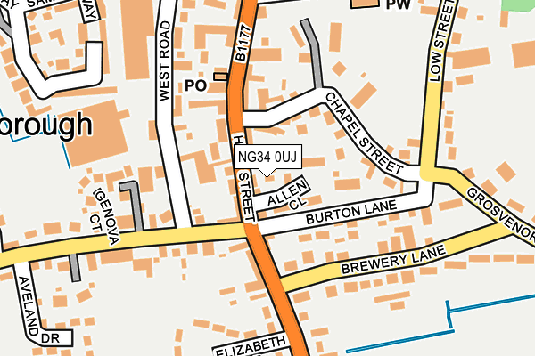 NG34 0UJ map - OS OpenMap – Local (Ordnance Survey)