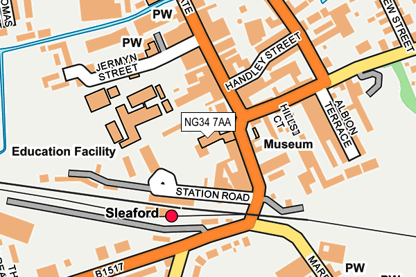 NG34 7AA map - OS OpenMap – Local (Ordnance Survey)