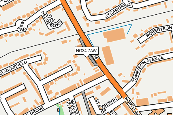 NG34 7AW map - OS OpenMap – Local (Ordnance Survey)