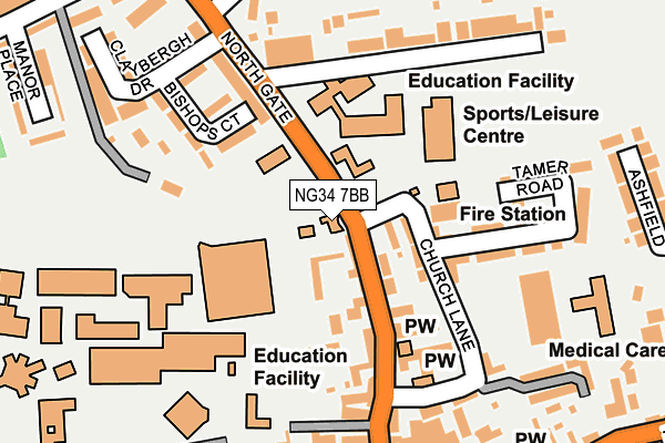 NG34 7BB map - OS OpenMap – Local (Ordnance Survey)