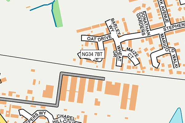 NG34 7BT map - OS OpenMap – Local (Ordnance Survey)