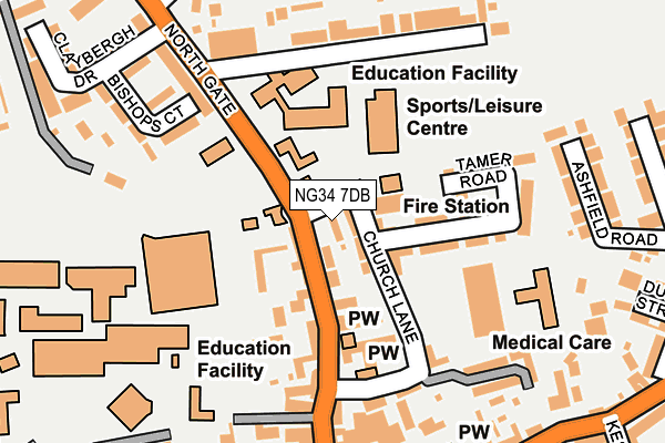NG34 7DB map - OS OpenMap – Local (Ordnance Survey)
