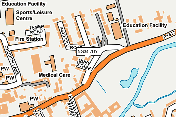 NG34 7DY map - OS OpenMap – Local (Ordnance Survey)