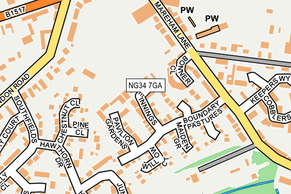 NG34 7GA map - OS OpenMap – Local (Ordnance Survey)