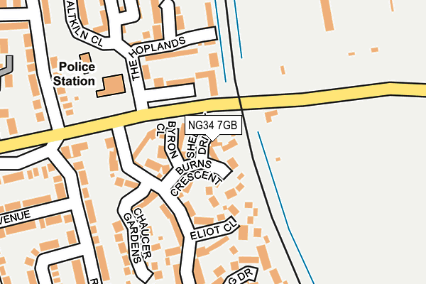 NG34 7GB map - OS OpenMap – Local (Ordnance Survey)