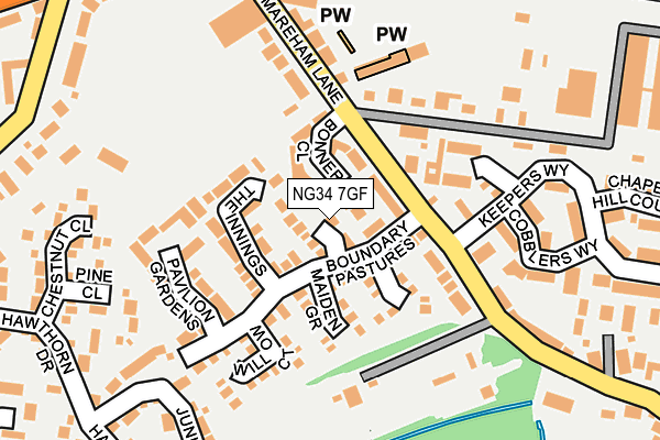 NG34 7GF map - OS OpenMap – Local (Ordnance Survey)