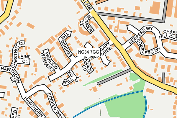 NG34 7GG map - OS OpenMap – Local (Ordnance Survey)