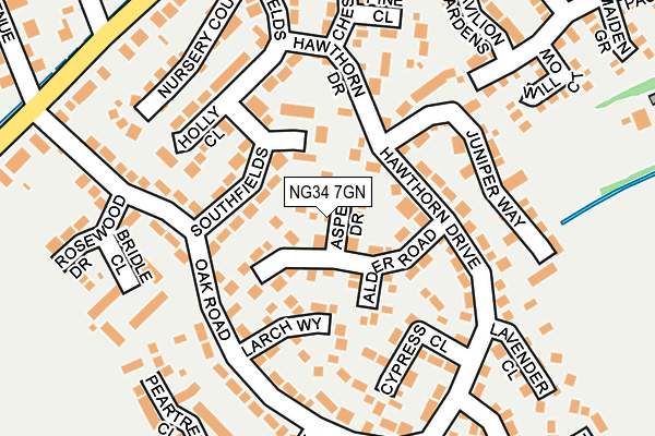 NG34 7GN map - OS OpenMap – Local (Ordnance Survey)