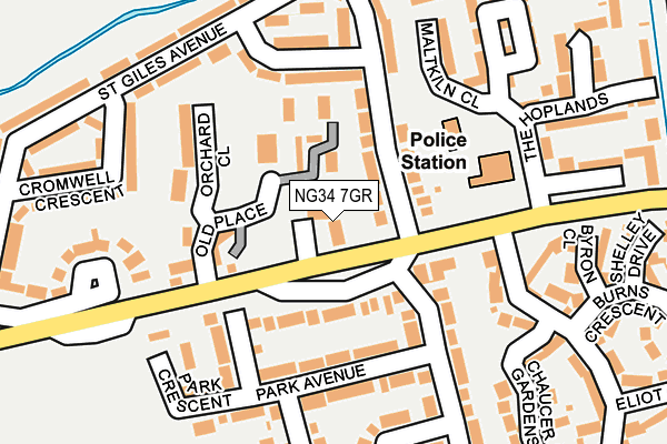 NG34 7GR map - OS OpenMap – Local (Ordnance Survey)