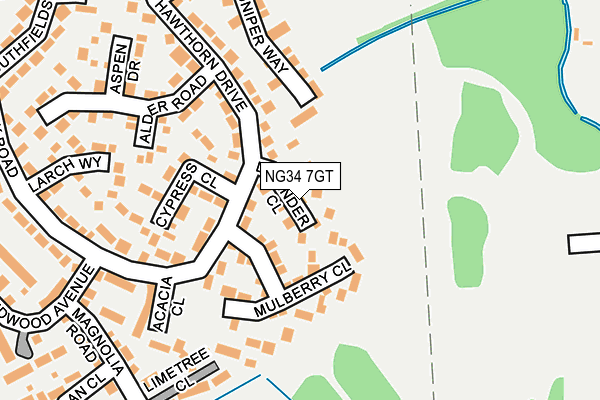 NG34 7GT map - OS OpenMap – Local (Ordnance Survey)