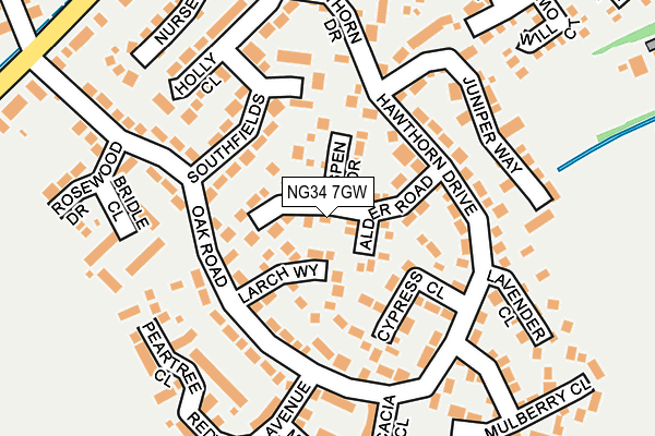 NG34 7GW map - OS OpenMap – Local (Ordnance Survey)