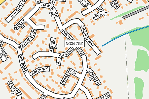 NG34 7GZ map - OS OpenMap – Local (Ordnance Survey)