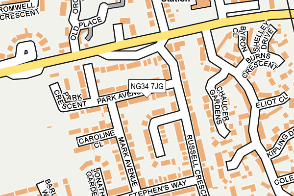 NG34 7JG map - OS OpenMap – Local (Ordnance Survey)