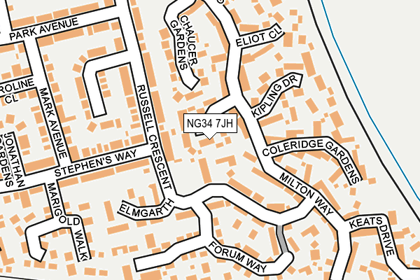 NG34 7JH map - OS OpenMap – Local (Ordnance Survey)