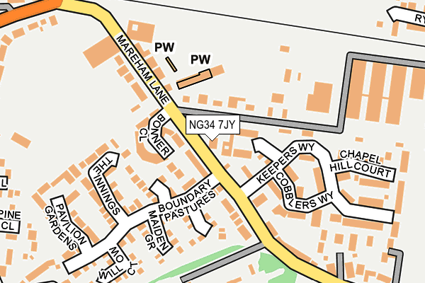 NG34 7JY map - OS OpenMap – Local (Ordnance Survey)