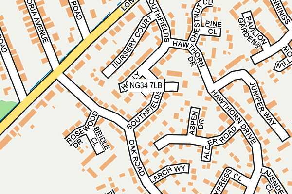 NG34 7LB map - OS OpenMap – Local (Ordnance Survey)