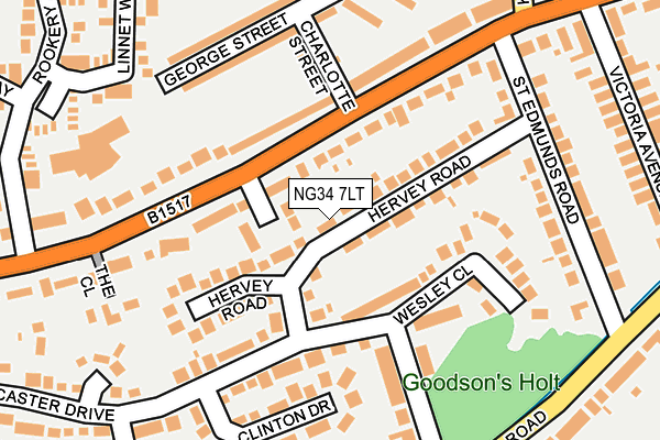 NG34 7LT map - OS OpenMap – Local (Ordnance Survey)