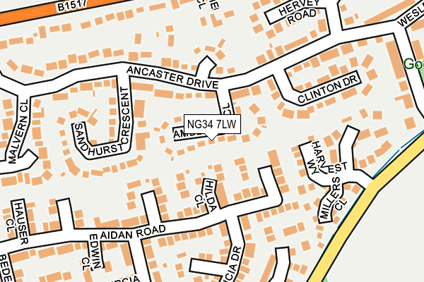 NG34 7LW map - OS OpenMap – Local (Ordnance Survey)