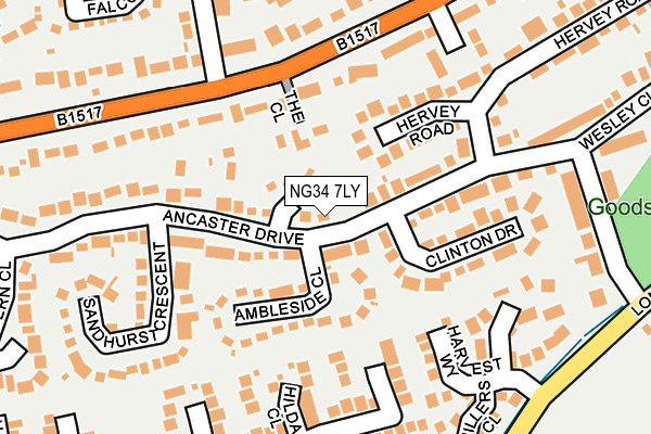 NG34 7LY map - OS OpenMap – Local (Ordnance Survey)