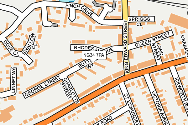 NG34 7PA map - OS OpenMap – Local (Ordnance Survey)