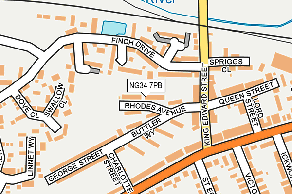 NG34 7PB map - OS OpenMap – Local (Ordnance Survey)