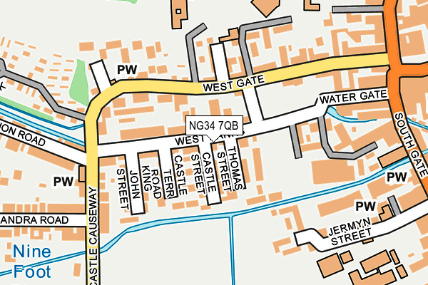 NG34 7QB map - OS OpenMap – Local (Ordnance Survey)