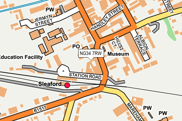 NG34 7RW map - OS OpenMap – Local (Ordnance Survey)