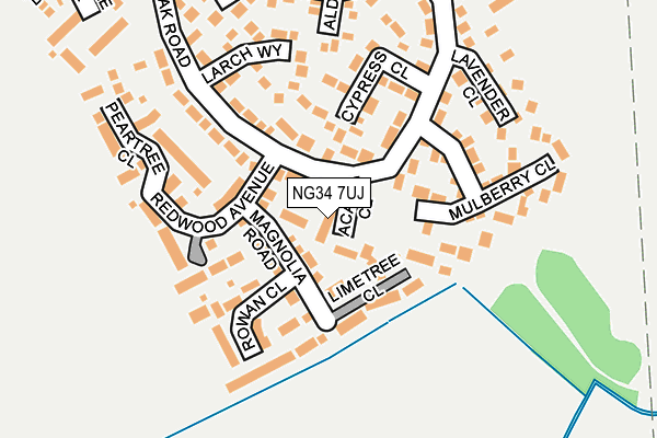 NG34 7UJ map - OS OpenMap – Local (Ordnance Survey)