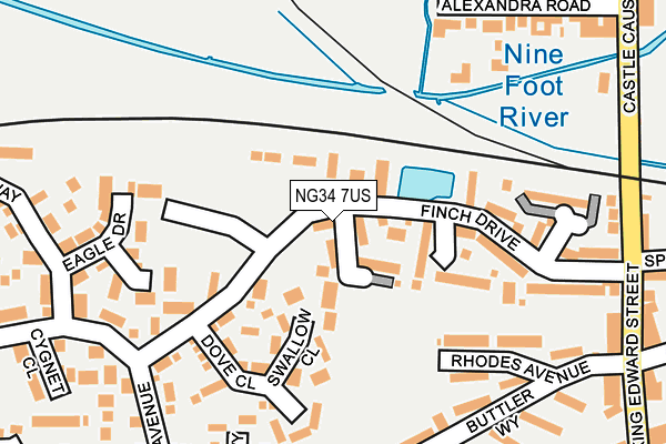 NG34 7US map - OS OpenMap – Local (Ordnance Survey)