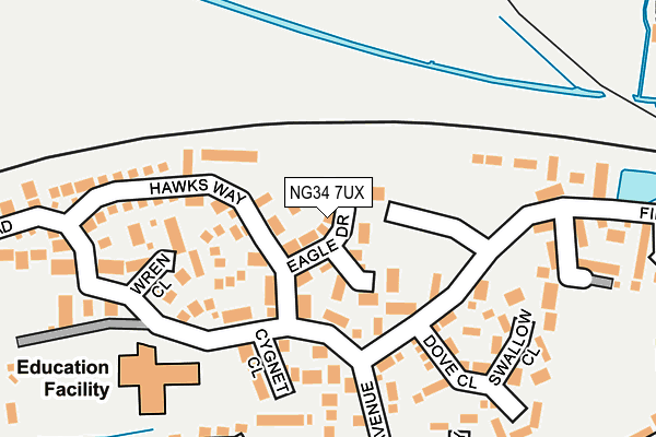 NG34 7UX map - OS OpenMap – Local (Ordnance Survey)