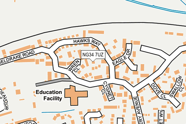 NG34 7UZ map - OS OpenMap – Local (Ordnance Survey)