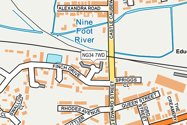 NG34 7WD map - OS OpenMap – Local (Ordnance Survey)