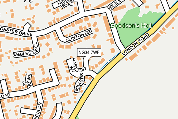 NG34 7WF map - OS OpenMap – Local (Ordnance Survey)