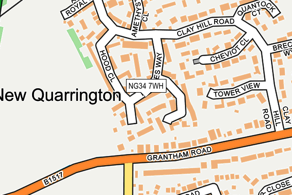 NG34 7WH map - OS OpenMap – Local (Ordnance Survey)