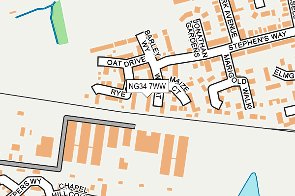 NG34 7WW map - OS OpenMap – Local (Ordnance Survey)