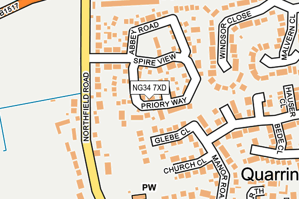 NG34 7XD map - OS OpenMap – Local (Ordnance Survey)