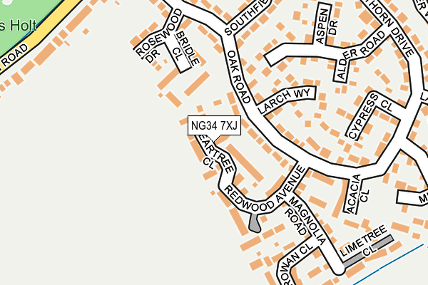NG34 7XJ map - OS OpenMap – Local (Ordnance Survey)