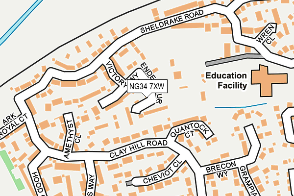NG34 7XW map - OS OpenMap – Local (Ordnance Survey)