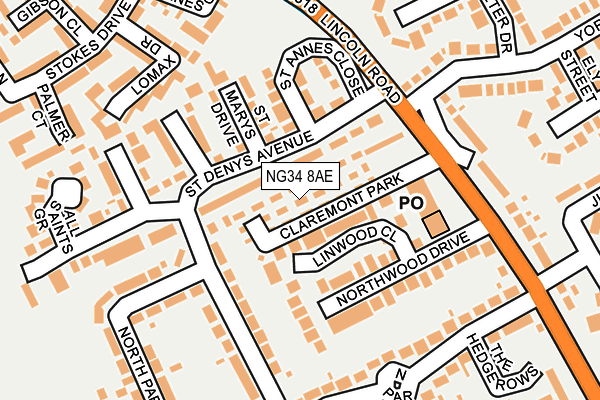 NG34 8AE map - OS OpenMap – Local (Ordnance Survey)