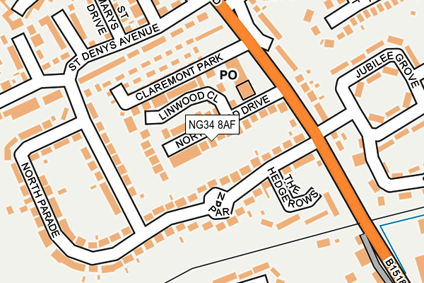 NG34 8AF map - OS OpenMap – Local (Ordnance Survey)