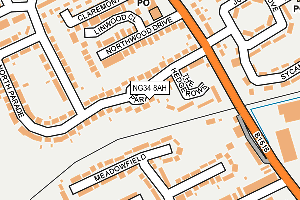 NG34 8AH map - OS OpenMap – Local (Ordnance Survey)