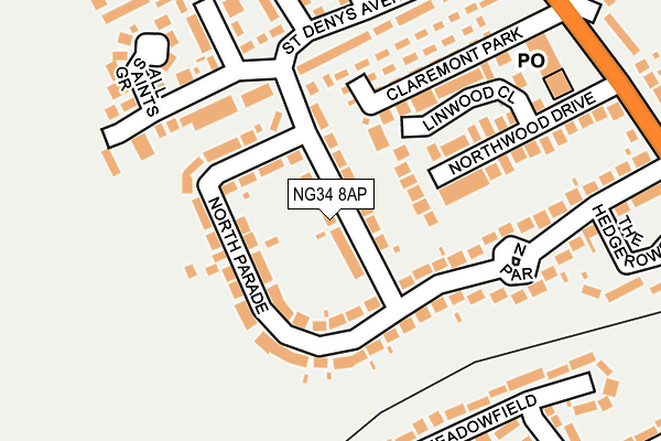 NG34 8AP map - OS OpenMap – Local (Ordnance Survey)