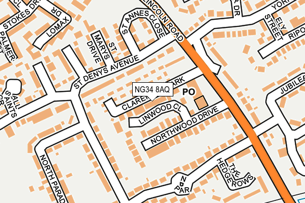 NG34 8AQ map - OS OpenMap – Local (Ordnance Survey)