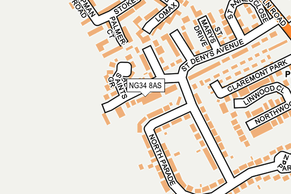 NG34 8AS map - OS OpenMap – Local (Ordnance Survey)