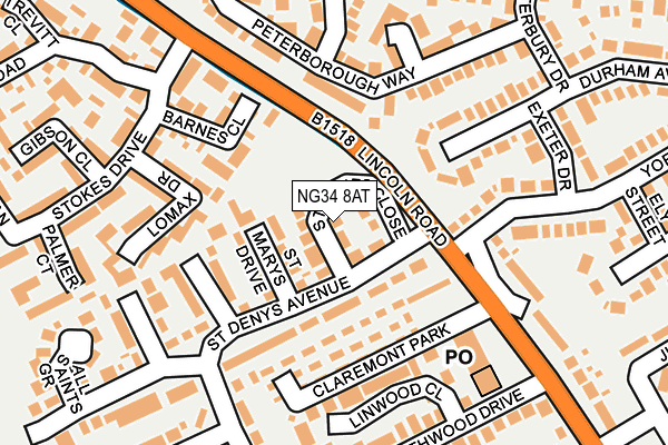 NG34 8AT map - OS OpenMap – Local (Ordnance Survey)