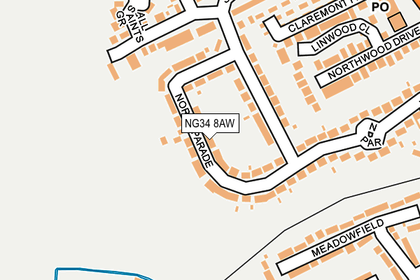 NG34 8AW map - OS OpenMap – Local (Ordnance Survey)