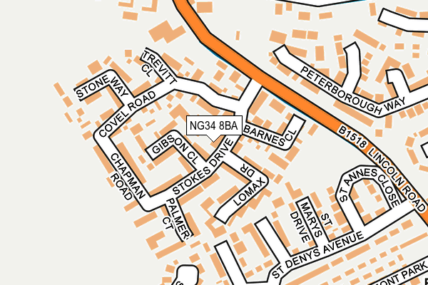 NG34 8BA map - OS OpenMap – Local (Ordnance Survey)