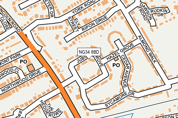 NG34 8BD map - OS OpenMap – Local (Ordnance Survey)